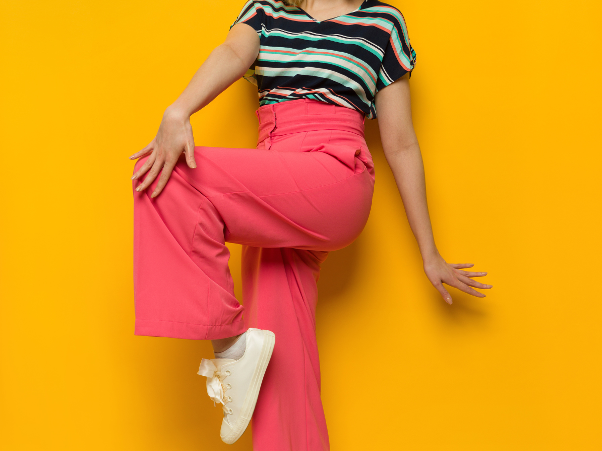 Calças Wide Leg. Foto calça cor de rosa