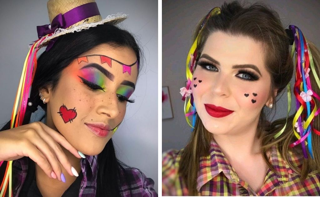 maquiagem de festa junina coração nas bochechas