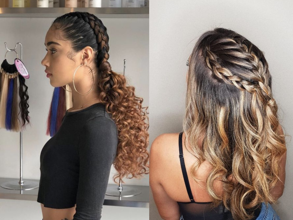 Penteados para cabelos cacheados trança