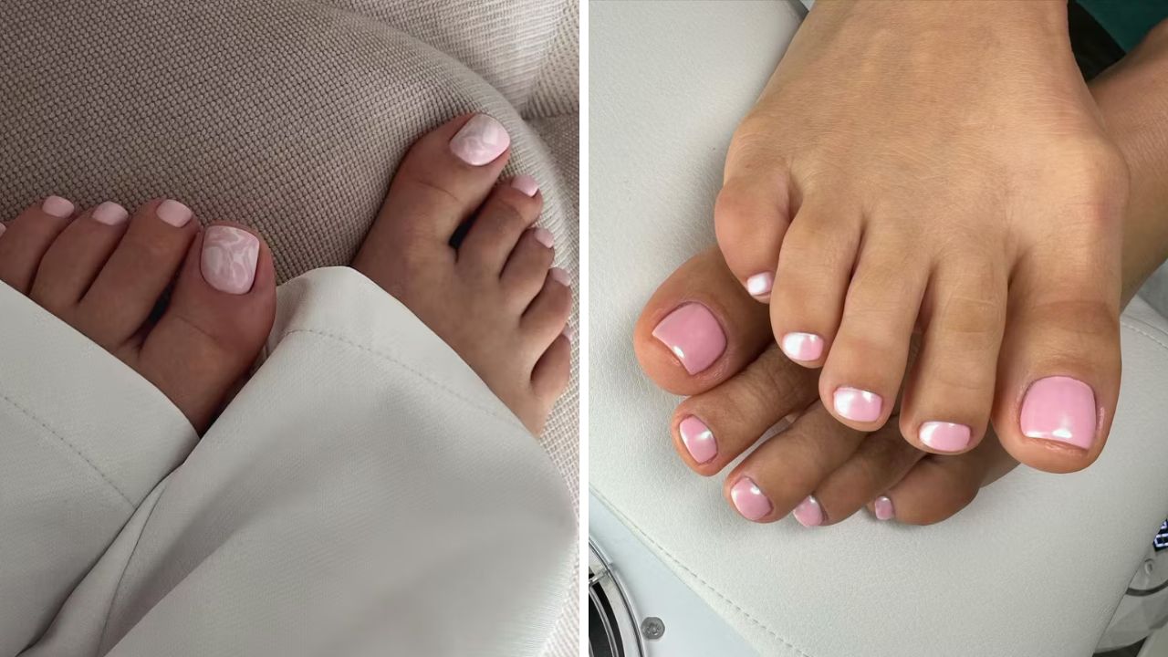 esmalte cor rosa-claro em pés