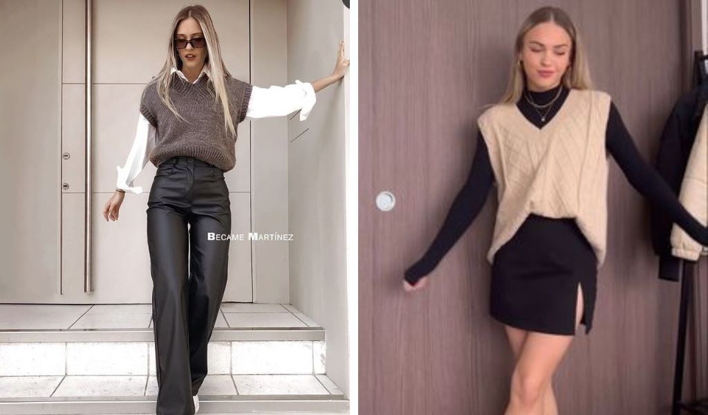 looks de inverno com colete de tricô