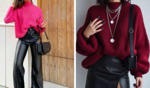 looks de inverno com tricô e couro