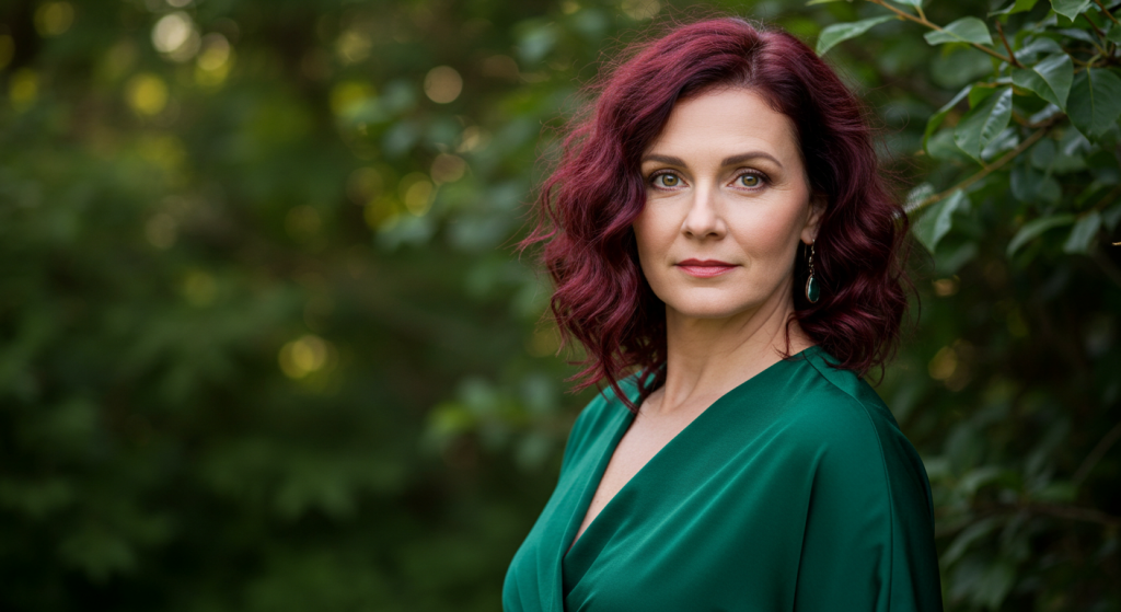 vermelho borgonha para mulheres de 40 anos