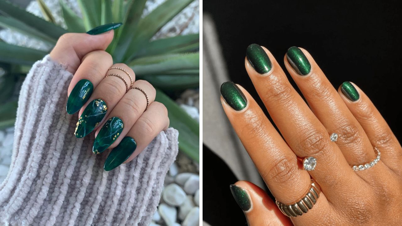 unhas verde-esmeraldas para ano-novo