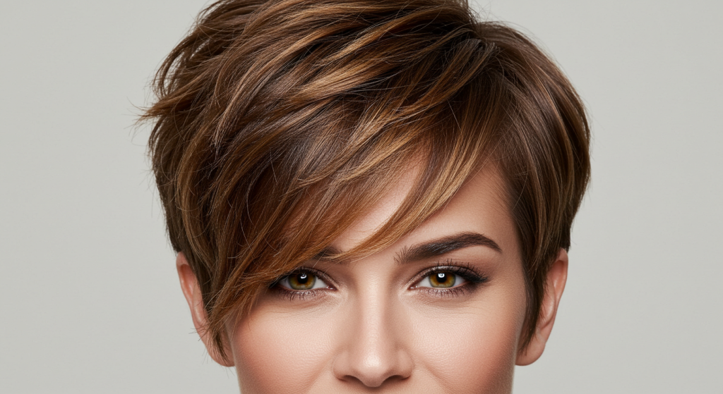 Pixie hair em tons de caramelo cabelos