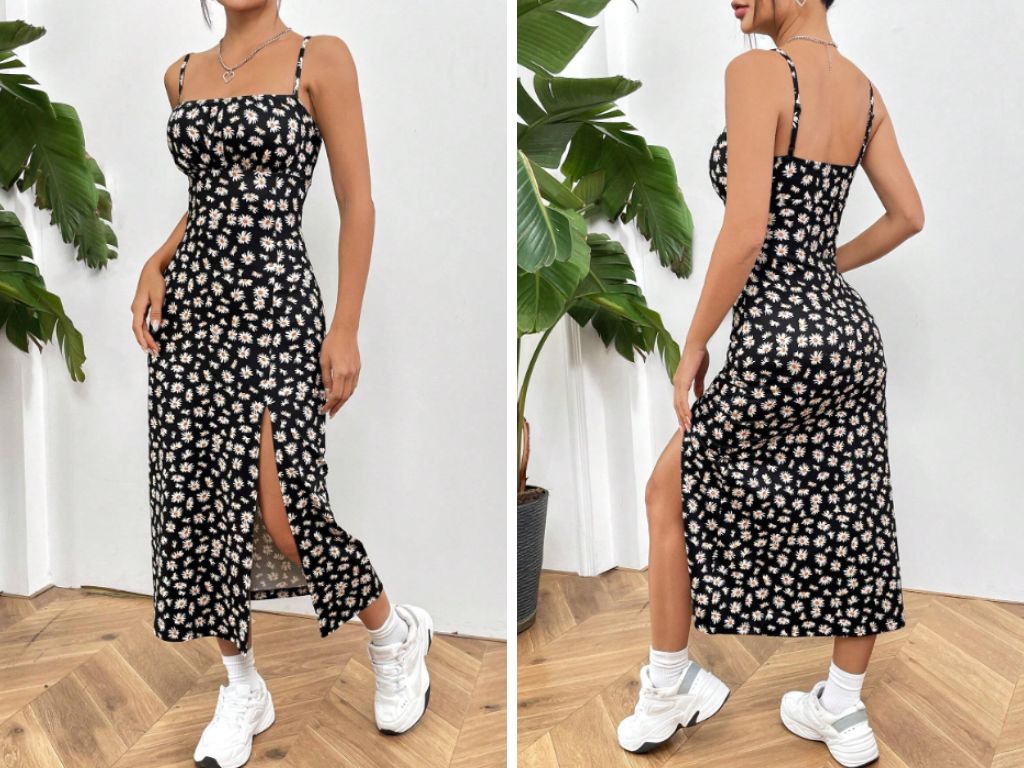 Vestidos SHEIN com Alças e Fendas Laterais