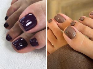 Cores de unhas decoradas para os pés para o outono