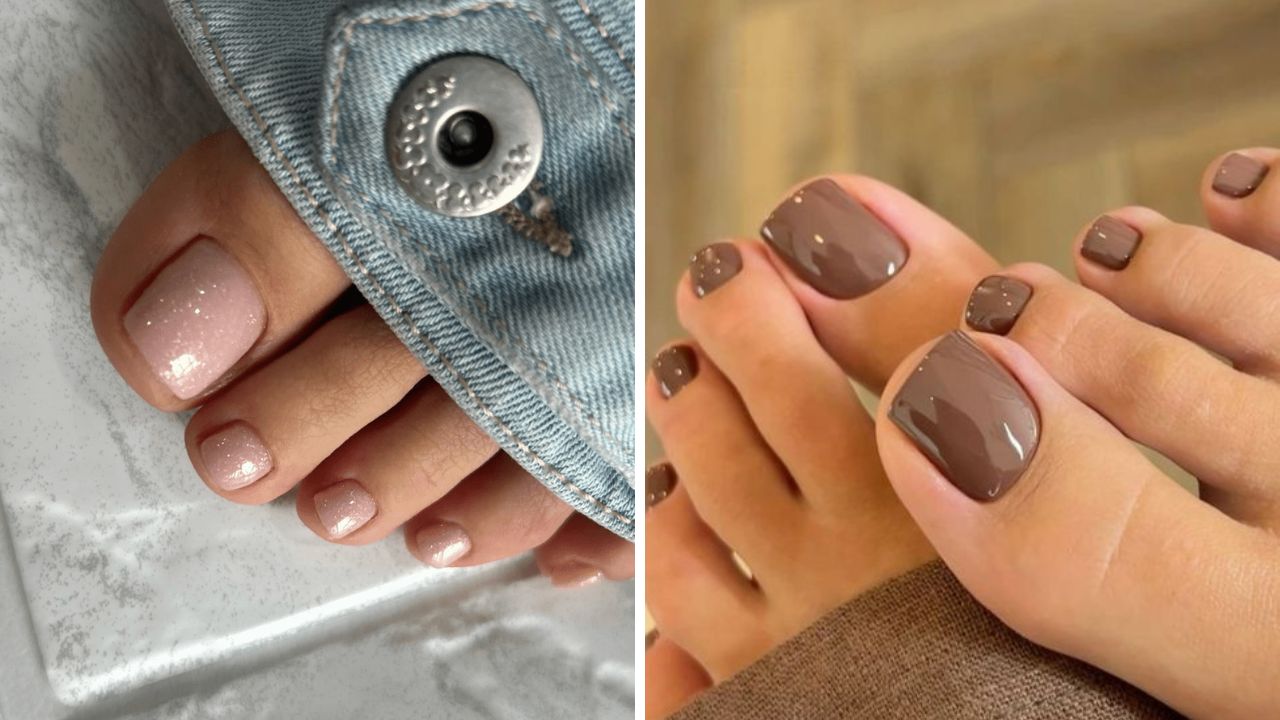 cores nude e marrom para unhas do pé
