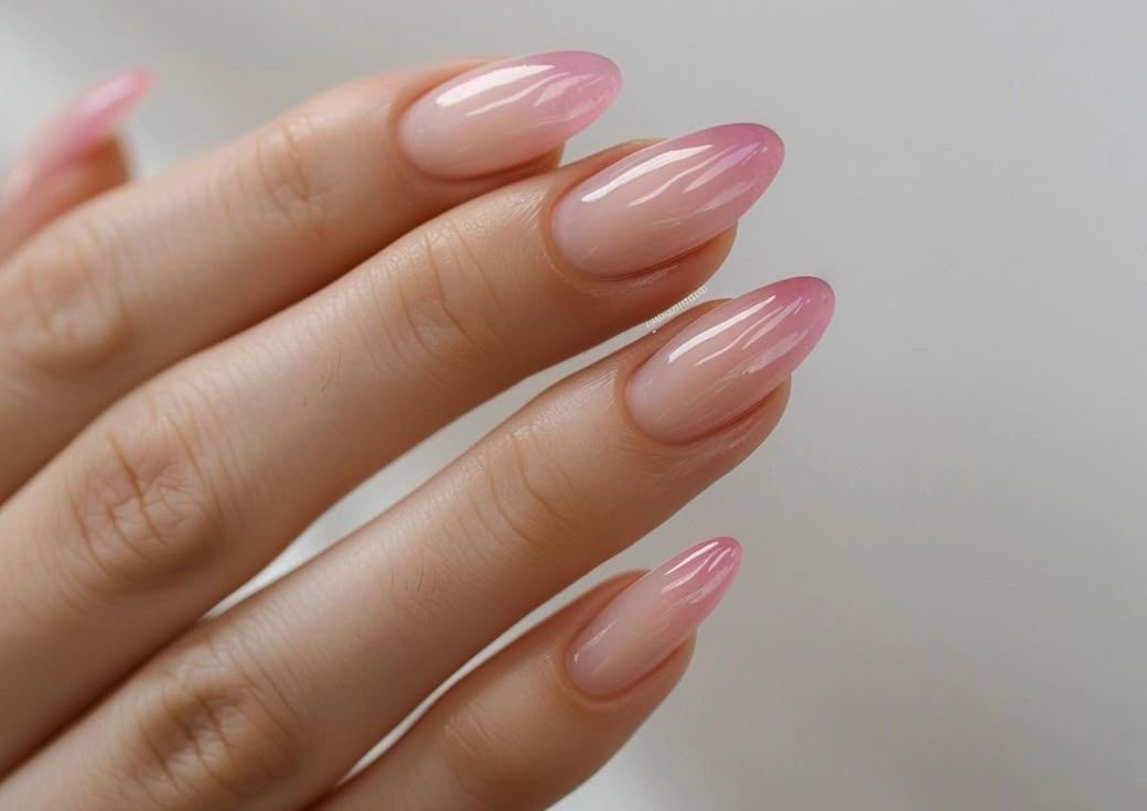 unhas acrigel tons de rosa