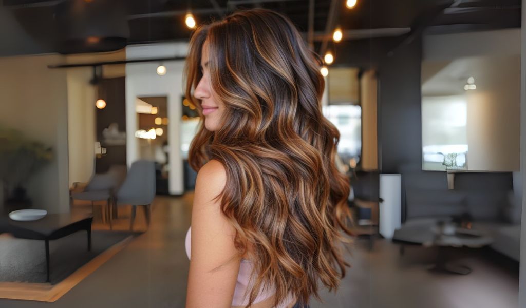 Balayage em cabelos castanhos caramelo