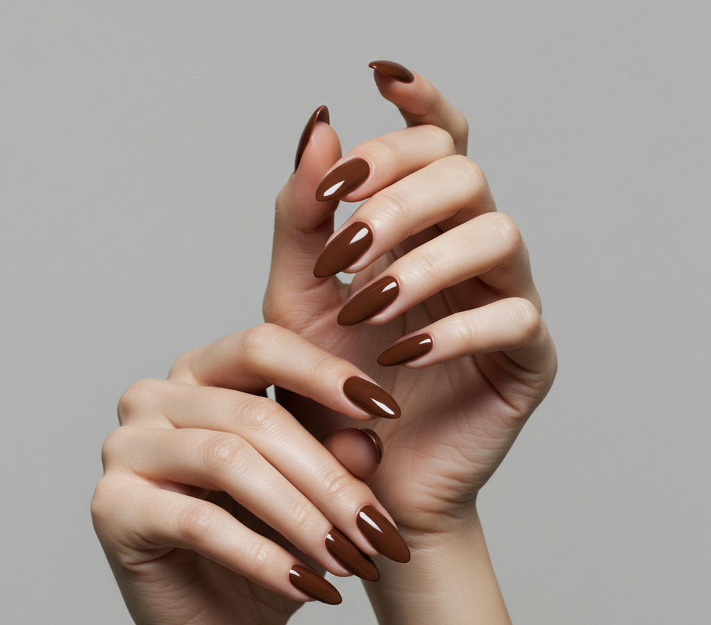Marrom para unhas amendoadas