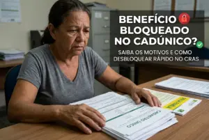 Mulher preocupada com documentos sobre educação financeira