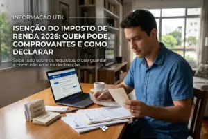 Homem revisando documentos para isenção fiscal 2026